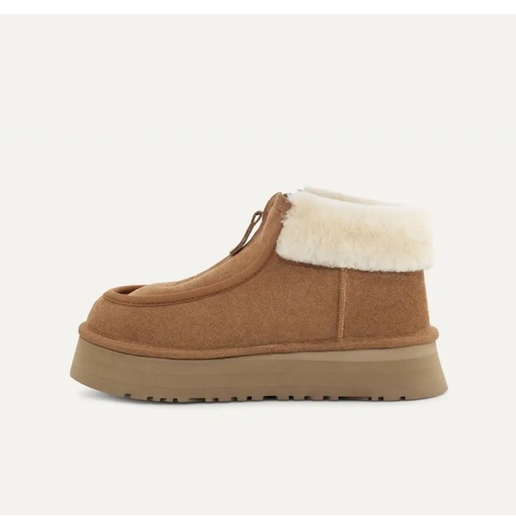Sheepskin Wool Collar Zipper Platform Mini Ankle Boots - Picture 3 of 13